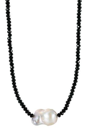 st. Moran Black Spinel and Baroque Freshwater Pearl Short Necklace in Black/white at Nordstrom