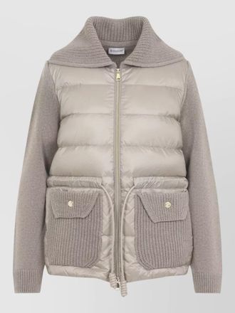 Moncler quilted cardigan knit sleeves front pockets