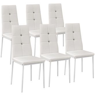 TecTake Dining Chair Set Julien Set Of 6 - White | Size: 6 Pack