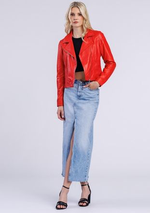 Freaky Nation Lederjacke FREAKY NATION Lederjacke-FN, Damen, Gr. M (38), rot, Oberstoff: 100% Leder; Futter: 100% Baumwolle, normal, Jacken Lederjacke