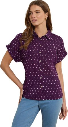 M&Co Berry Short Sleeve Dobby Shirt - Womens Purple