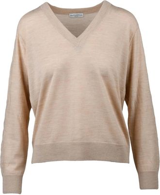 Ballantyne Beige V-Neck Wool Sweater