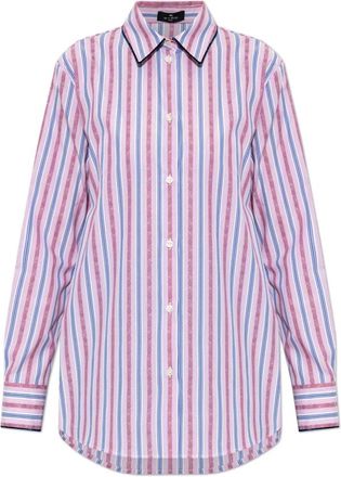 Etro Gestreept Shirt - Dames - Overhemden - Roze - XS - Katoen - Overhemden