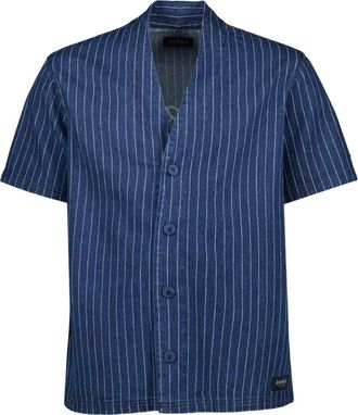 Japan Rags pinstripe short-sleeve shirt - Blue