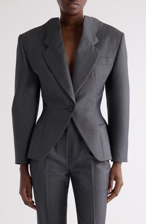Givenchy Slashed Stretch Wool Blend Jacket in Grey Mix at Nordstrom, Size 10 Us