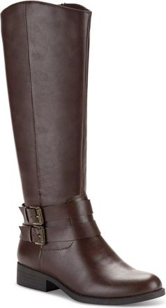 Style & Co. Style & Co Maliaa Womens Brown Faux Leather Knee High Riding Boots LION600