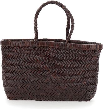 Dragon Diffusion Womens Basket Bag Mini Flat Gora Brown Leather Handbags Hand