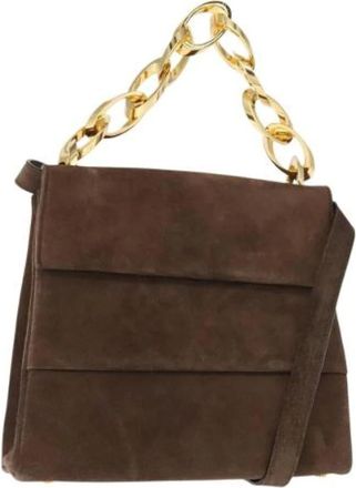 Ferragamo Pre-owned Shoulder Bags, female, Brown, Size: ONE SIZE Pre-owned Suede Shoulder Bag
