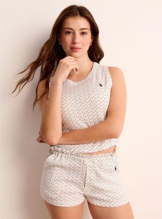 Polo Ralph Lauren Polo Shirt Ralph Lauren - Womens Lilac flowers pointelle knit pyjama set