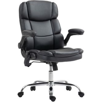 HOMCOM Sedia da Ufficio Massaggiante e Riscaldante Braccioli Ribaltabili Nero