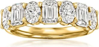 Grown Brilliance 3 Carat Oval & Emerald Lab Grown Diamond Wedding Band in 14K Yellow Gold, G Color, VS Clarity,Fine Jewelry for Women