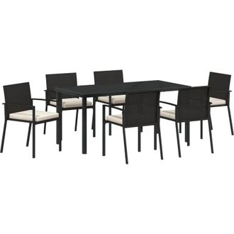 vidaXL Conjunto De Comedor De Jard&iacute;n 7 Pcs Negro Vidaxl