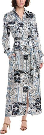 Eleventy Silk Satin Maxi Shirtdress