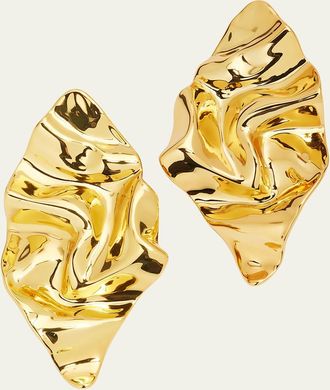Alexis Bittar Crumpled Gold Large Post Earrings