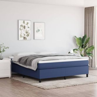 vidaXL Cama Box Spring Con Colch&oacute;n Tela Azul 160x200 Cm Vidaxl