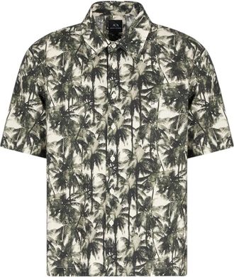 A|X Armani Exchange Print Geweven Shirt met Korte Mouwen - Heren - Korte mouwen Overhemden - Veelkleurig - XL - Katoen - Overhemden