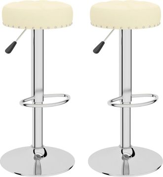 vidaXL Sgabelli Da Bar 2 Pz Crema In Tessuto - Vidaxl
