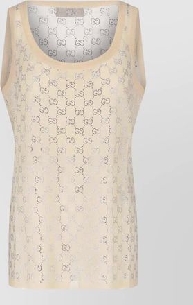 Gucci sleeveless scoop neck sheer lightweight top