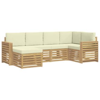 vidaXL Conjunto De Sof&aacute;s De Exterior 6 Pcs Blanco Y Crema Poli&eacute;ster Vidaxl