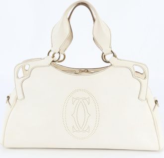 Cartier Marcello Beige Cream Leather Handbag Tote Bag (Pre-Owned)
