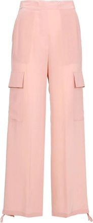 Erika Cavallini Semi Couture Cargo Stijl Roze Zijden Broek - Dames - Wijde Broeken - Roze - S - Broeken