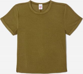 Re/Done Womens Hanes 90S Ribbed Cap Sleeve Tee In Fatigue