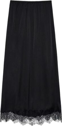 Anine Bing Midi Rok Shelby - Dames - Midirokken - Zwart - S - Satijn - Rokken