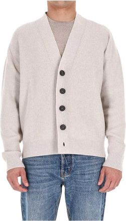 Drumohr Cardigan met ribbels in puur cashmere - Heren - Cashmere truien - Beige - L - Truien & Vesten