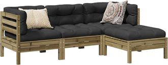 vidaXL Vidaxl - Juego De Sof&aacute;s Jard&iacute;n 4 Pzas Con Cojines Madera Pino Impregnada
