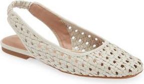 Nordstrom Arabella Woven Slingback Flat in Ivory Shell at Nordstrom Rack, Size 5.5