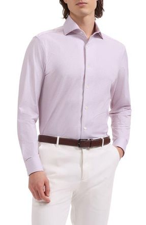 Bugatchi Devon OoohCotton Optical Grid Print Button-Up Shirt in Primerose at Nordstrom, Size Xxx-Large