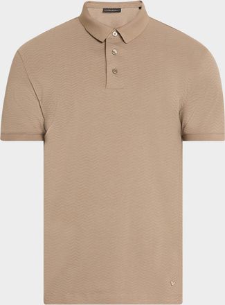 Emporio Armani Mens Cotton Tonal Wave Polo Shirt