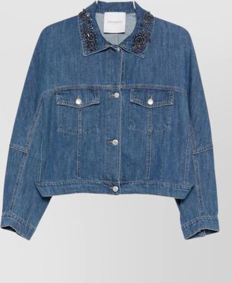 Ermanno Scervino denim jacket embellished collar and beads