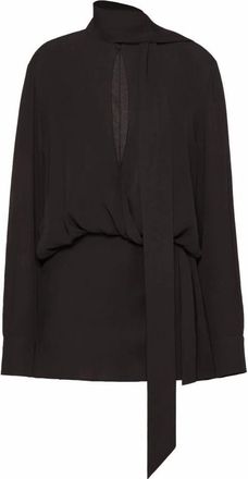 Valentino Asymmetrische Midi-jurk met Strik in de Hals - Dames - Korte kleedjes - Zwart - XS - Kleedjes