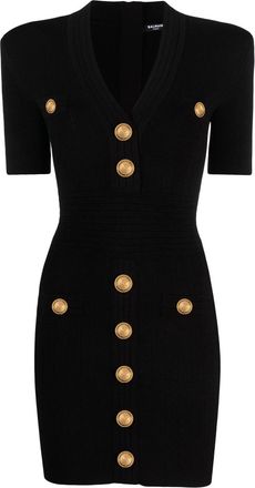 Balmain knitted mini dress - women - Polyester/Viscose - 44 - Black