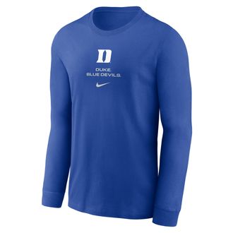 Nike Duke Sideline Nike Mens Dri-FIT College Long-Sleeve T-Shirt in Blue | 02EW4EVDU-LDX
