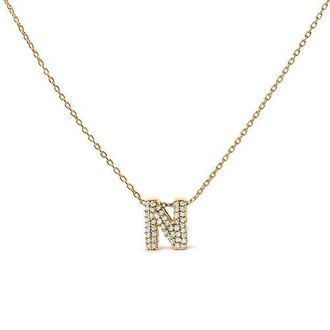 House of Brilliance 10K Gold Diamond Accent A-Z Initial Bubble Pendant Necklace in Yellow | N at Nordstrom