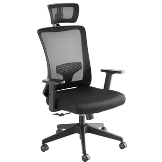 TecTake Silla de oficina ergon&oacute;mica con reposacabezas ajustable, negro