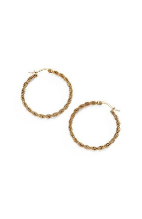 Alex and Ani Frozen French Rope Chain Hoop Earrings in Gold at Nordstrom