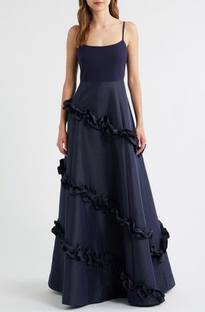 LIKELY Arissa Ruffle Ballgown in Navy at Nordstrom, Size 10