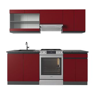 Vicco Mueble De Cocina R-line, Rojo/antracita, 200 Cm, Et Antracita