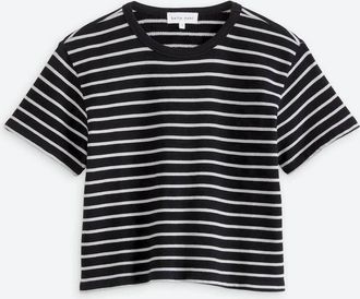 Bella Dahl Womens Short Sleeve Terry Lined Tee In Black/ivory