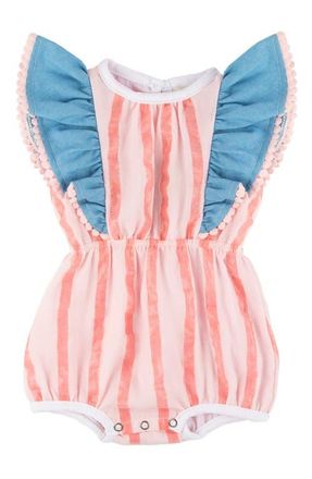 Miki Miette Isla Ruffle Bubble Romper in Topanga at Nordstrom, Size 18M