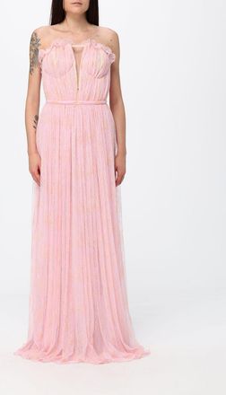 Genny Abito da sera lungo in pizzo con bustier plissettato e spalle scoperte