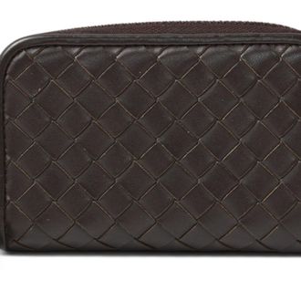 Bottega Veneta Dark Brown Intrecciato Coin Purse/Coin Case (Pre-Owned)