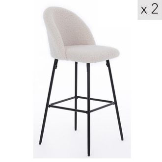 Nordlys Set 2 taburetes altos en acero y lana blanco