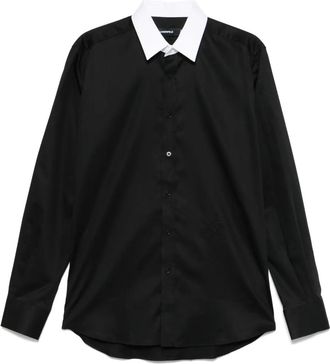 Karl Lagerfeld contrast-collar shirt - men - Cotton/Elastane - 41 - Black