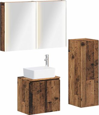 vidaXL Juego De Muebles De Ba&ntilde;o 4 Uds. Madera Envejecida Vidaxl