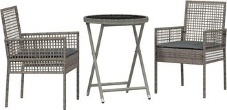 vidaXL Garden Bistro Set 3 pcs Grey Poly rattan Vidaxl
