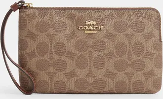 Coach Large Corner Zip Wristlet In Signature Canvas